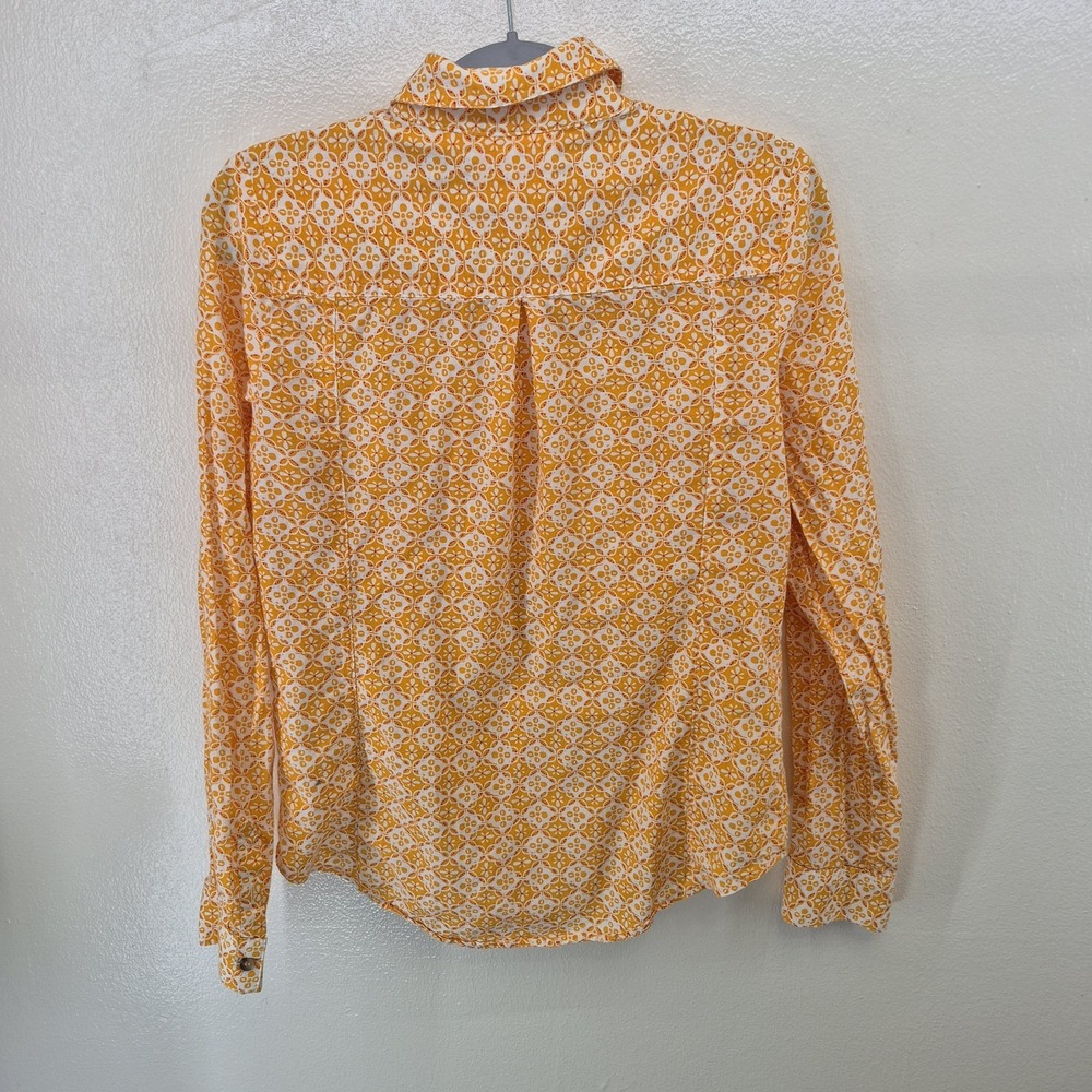 MAEVE Anthropologie Petrin Button-Down Shirt Womens 2‎ Orange & White Geometric - Picture 4 of 8